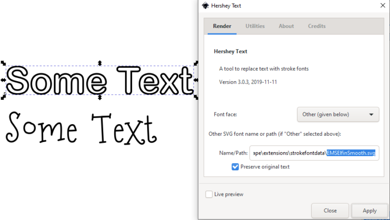 how to select text in inkscape