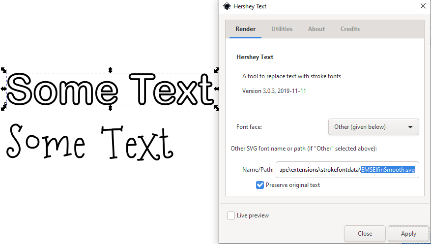 single line svg-fonts in Inkscape